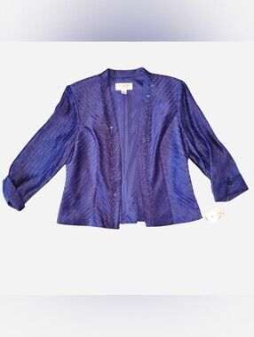 J.R. Nites by Carol Lin Purple Textured Beaded Jacket Size 12 New